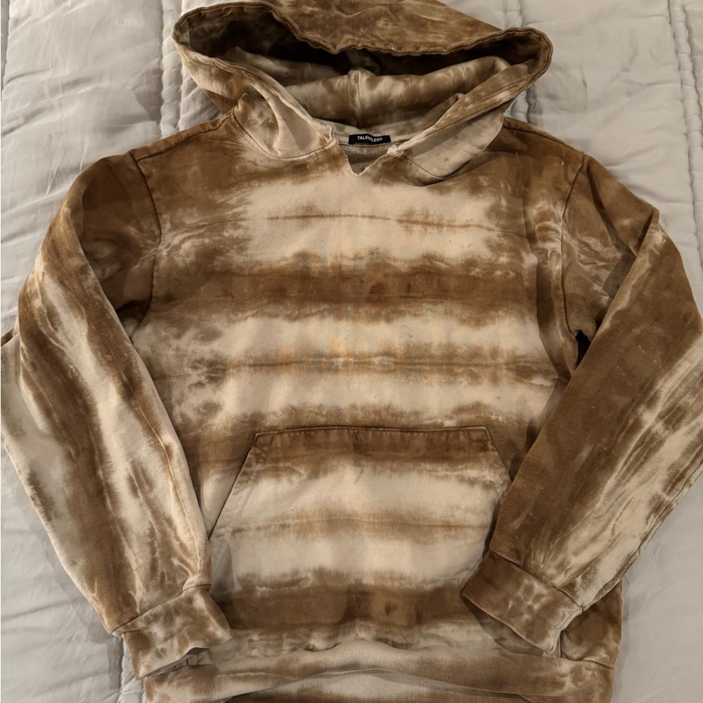 Talentless Brown Tie-Dye Heavyweight Hoodie Sweater Small S